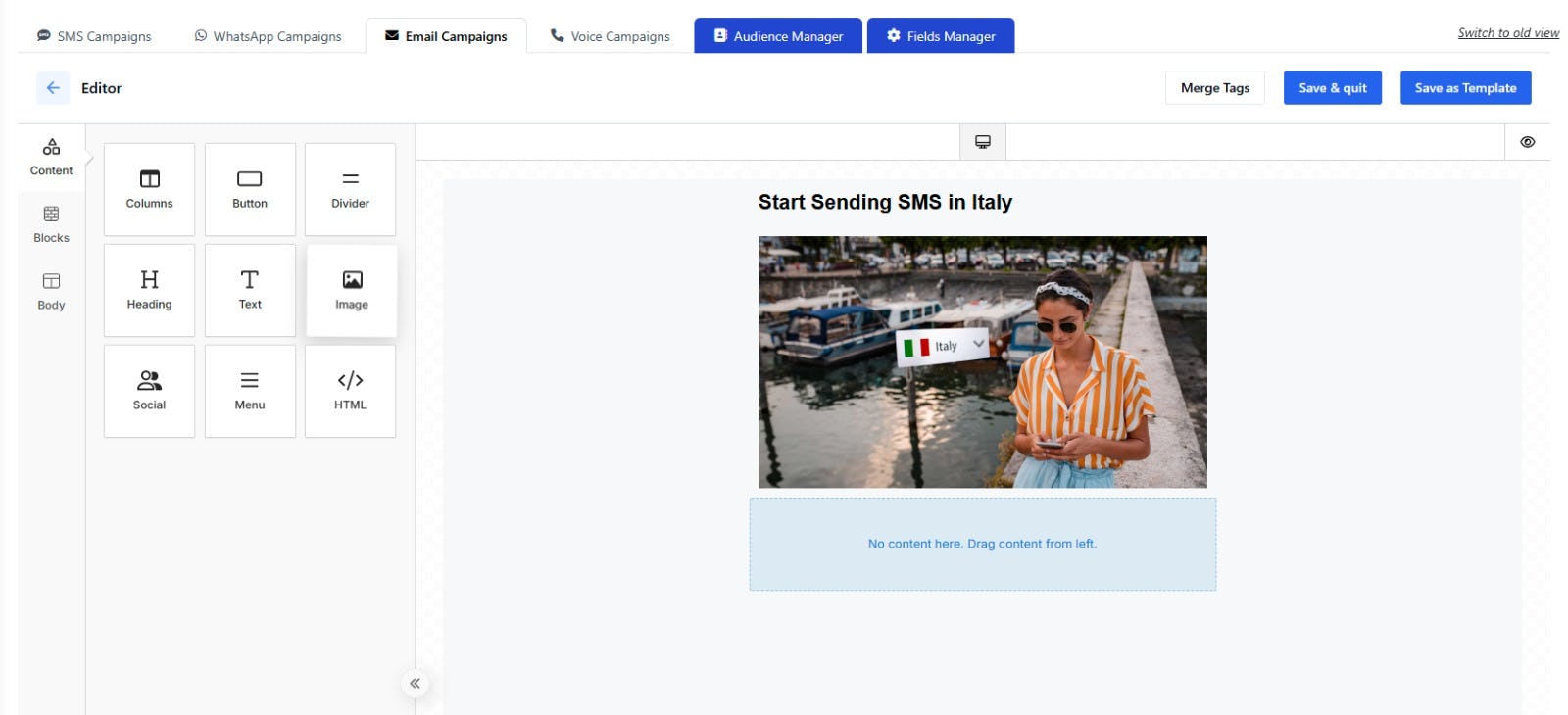 CRM Messaging Software - Drag & Drop Email Builder