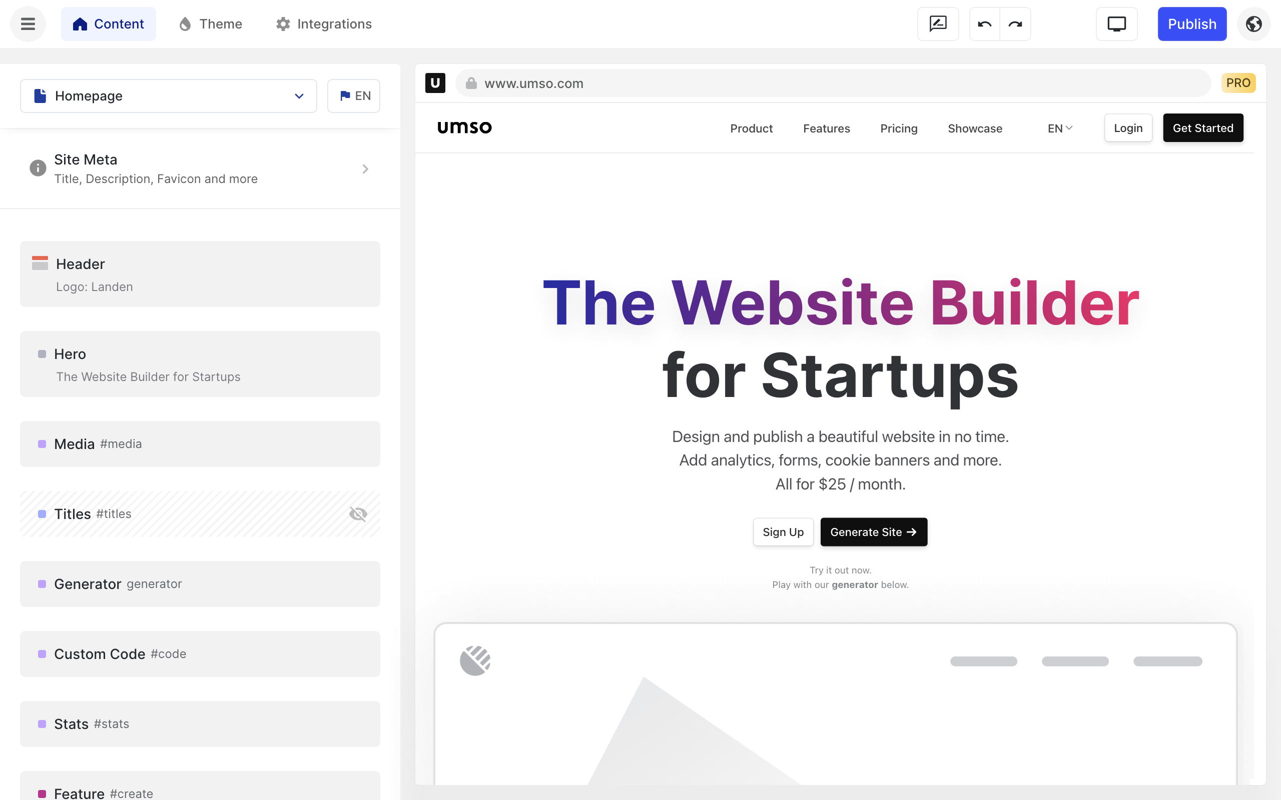 Umso screenshot: Umso editor