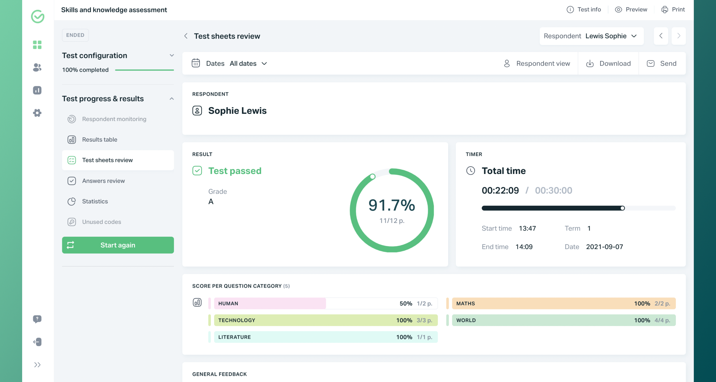 Testportal Software - Accessible, detailed and actionable. Get the most out of each of your assessments by studying every aspect of the respondents' results.