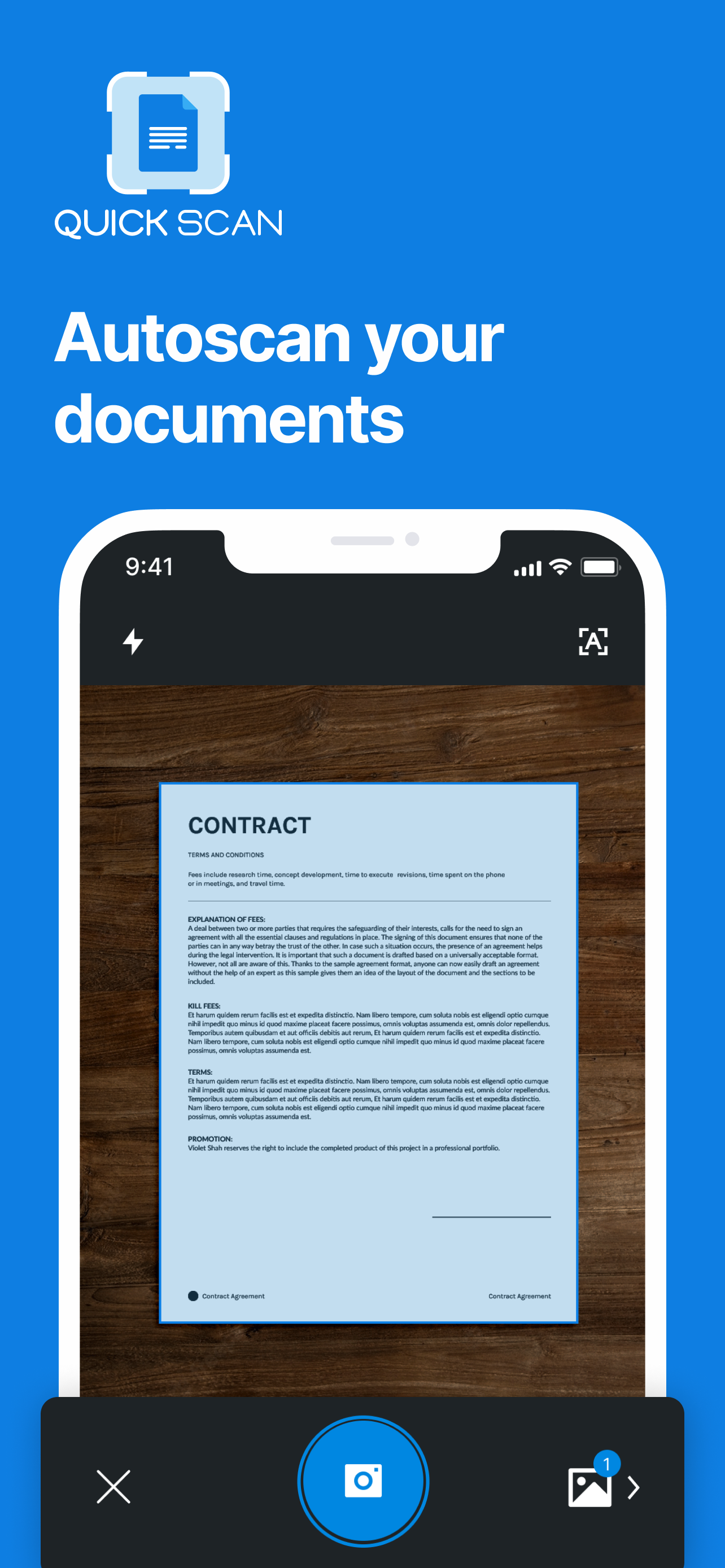 QuickScan screenshot: Autoscan your documents with QuickScan