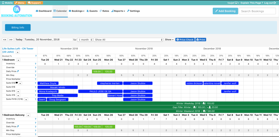 Booking Automation Software - Booking Automation calendar