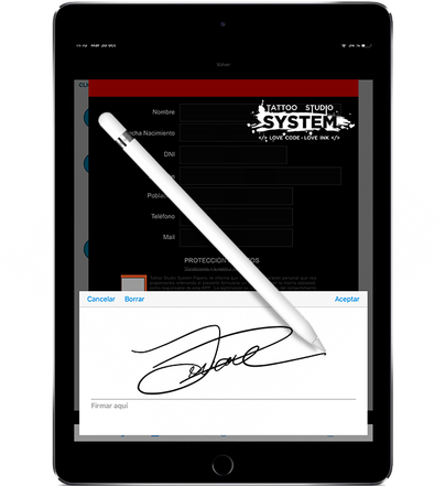 Tattoo Studio System screenshot: Digital consent form