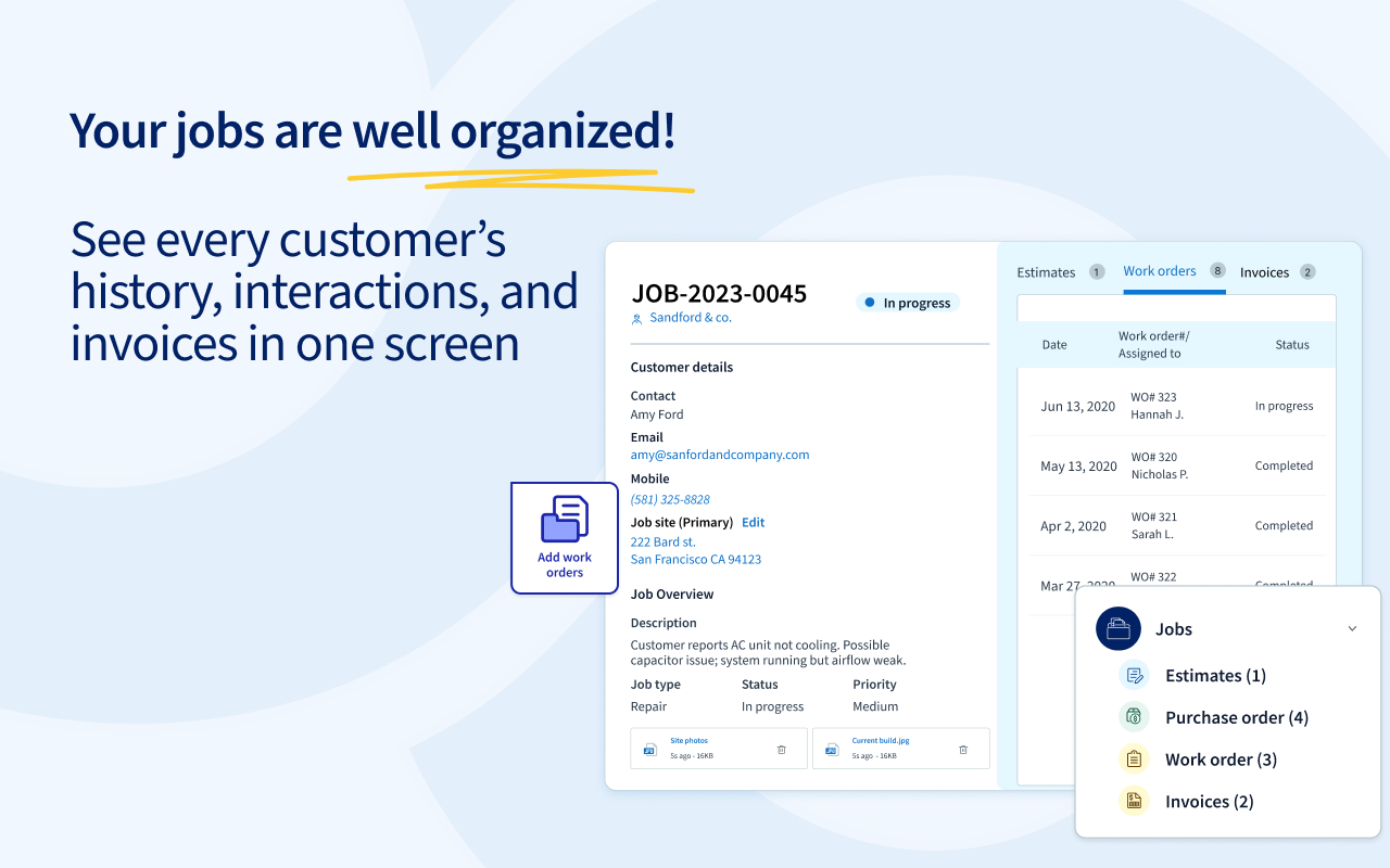 Method:Field Services Software - Organize your customers in one platform and view all activities to provide the best customer service.