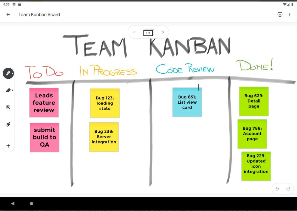 Jamboard team Kanban board
