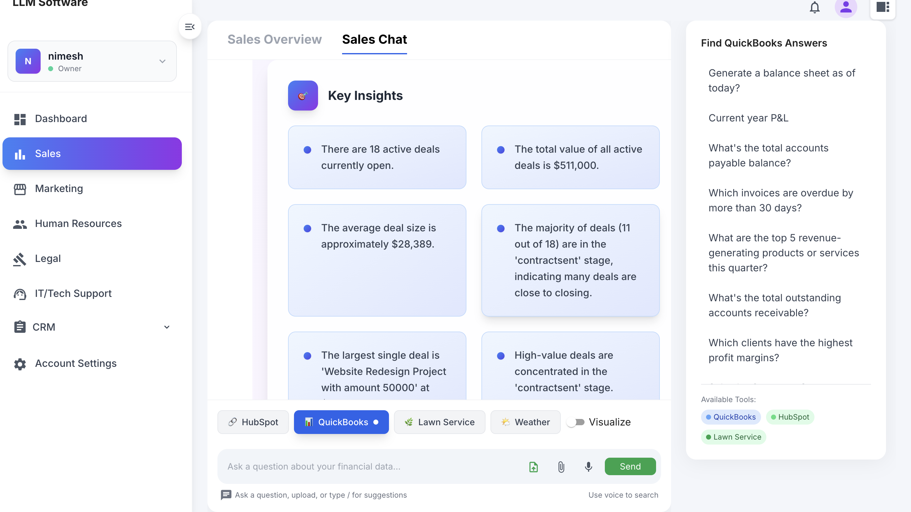 LLM Software screenshot: LLM Software sales chat