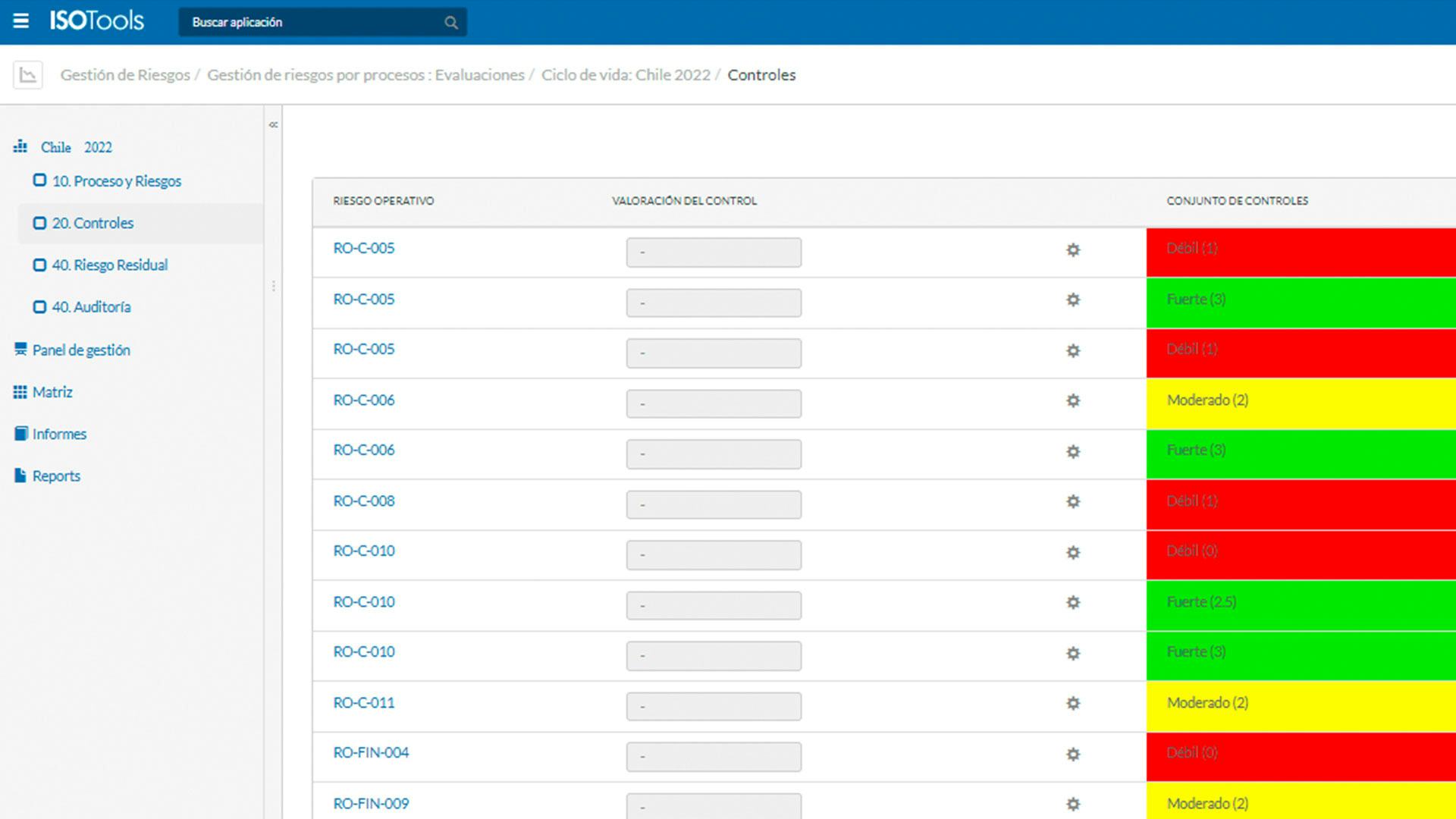 ISOTools Software - Establecimiento de controles