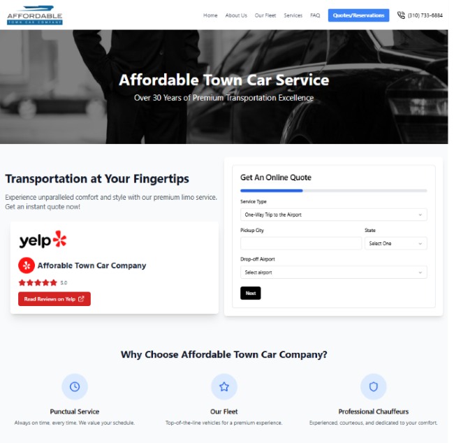 Limo Flow screenshot: Limo Website Design & Software