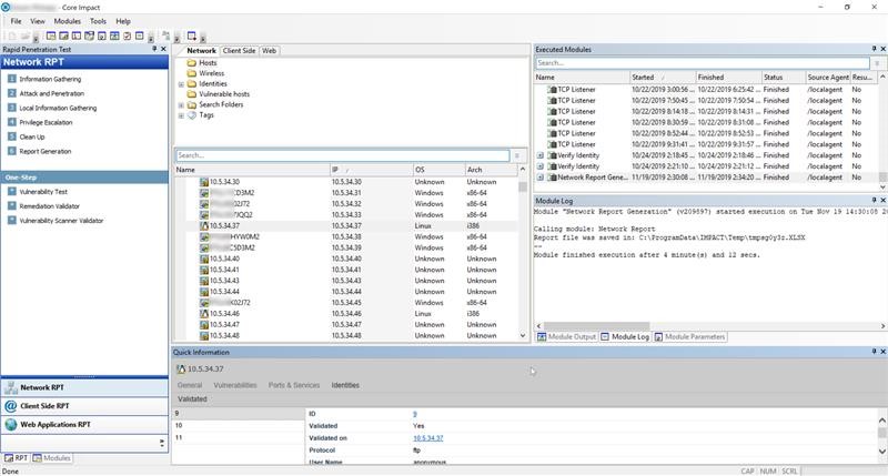 Core Impact screenshot: Core Impact Dashboard