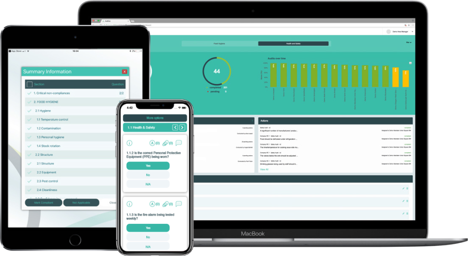 Auditus screenshot: Perform and manage inspections via any internet-enabled device, including laptops, tablets and smartphones