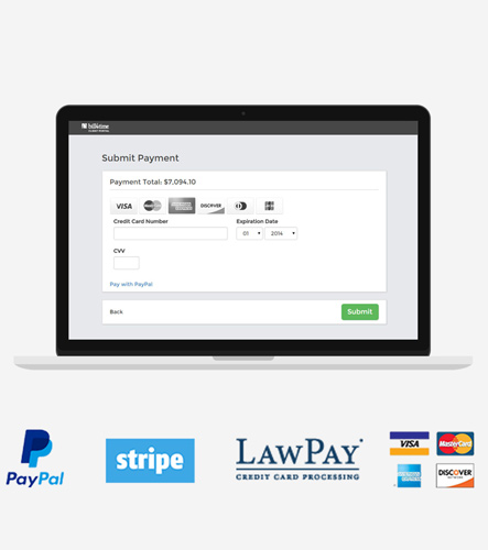 Bill4Time Software - Get paid faster with multiple online payment options including credit card, LawPay and ACH (electronic check).