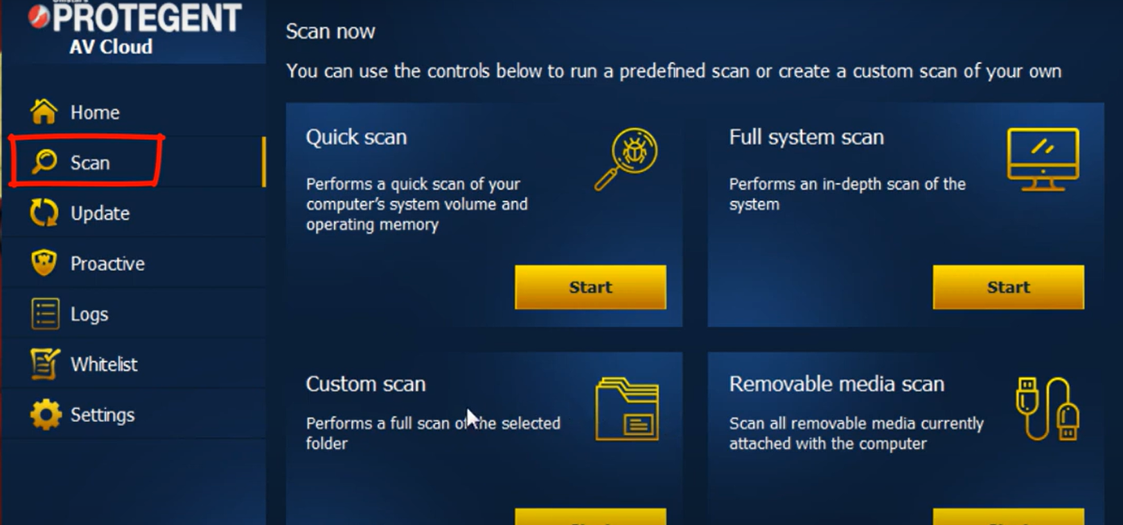 Protegent Antivirus Software - Protegent Antivirus scan feature