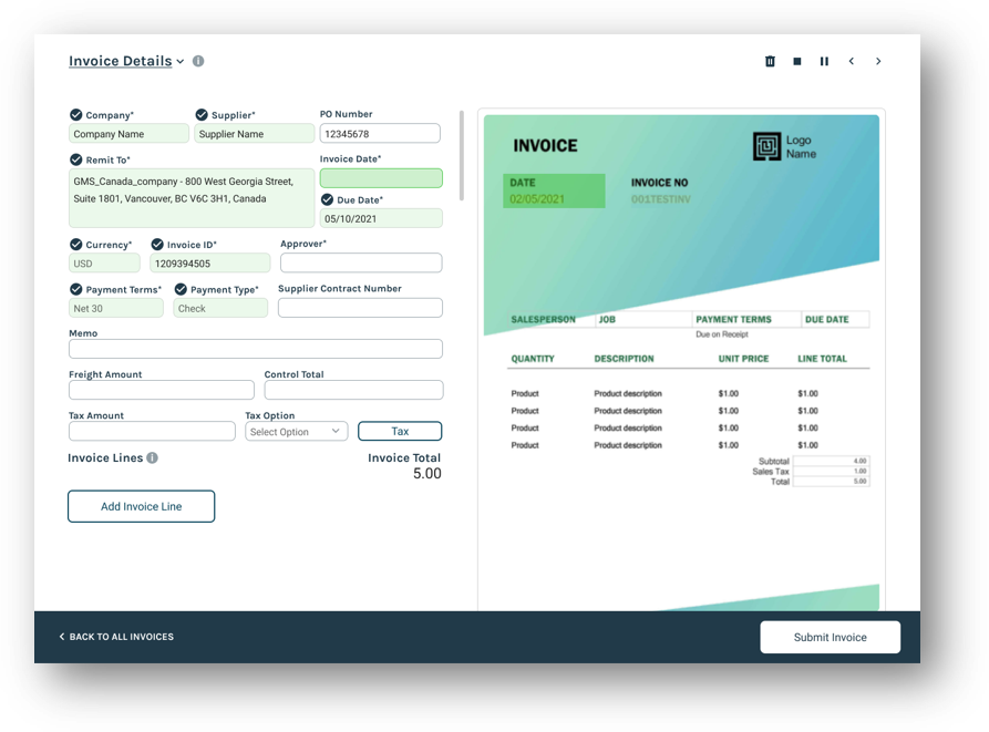 Invoice Details and Processing- Our fastest and cleanest invoice processing application ever, with live data visualizations from your ERP.