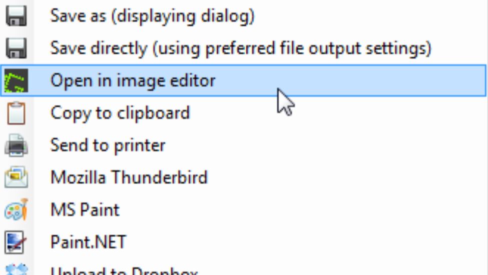 Greenshot open in image editor