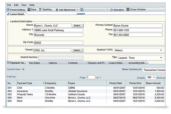 Primavera Unifier Software - Primavera Unifier lease management