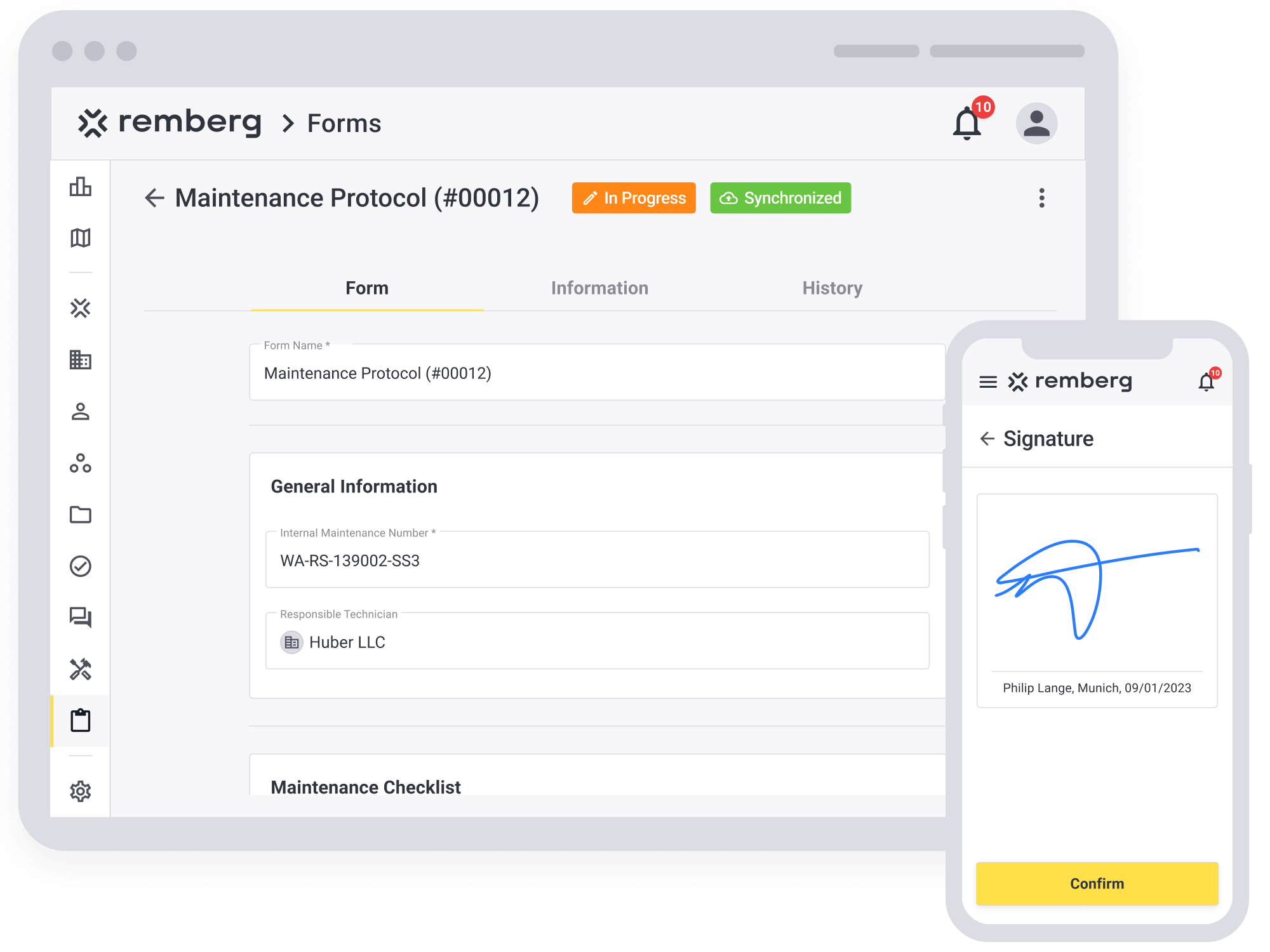 remberg Software - Digital forms make sure everything runs smoothly, documentation is complete, and audits and inspections are less stressful. Maintenance teams can easily fill out checklists using the app, and the AI Copilot helps with documentation.
