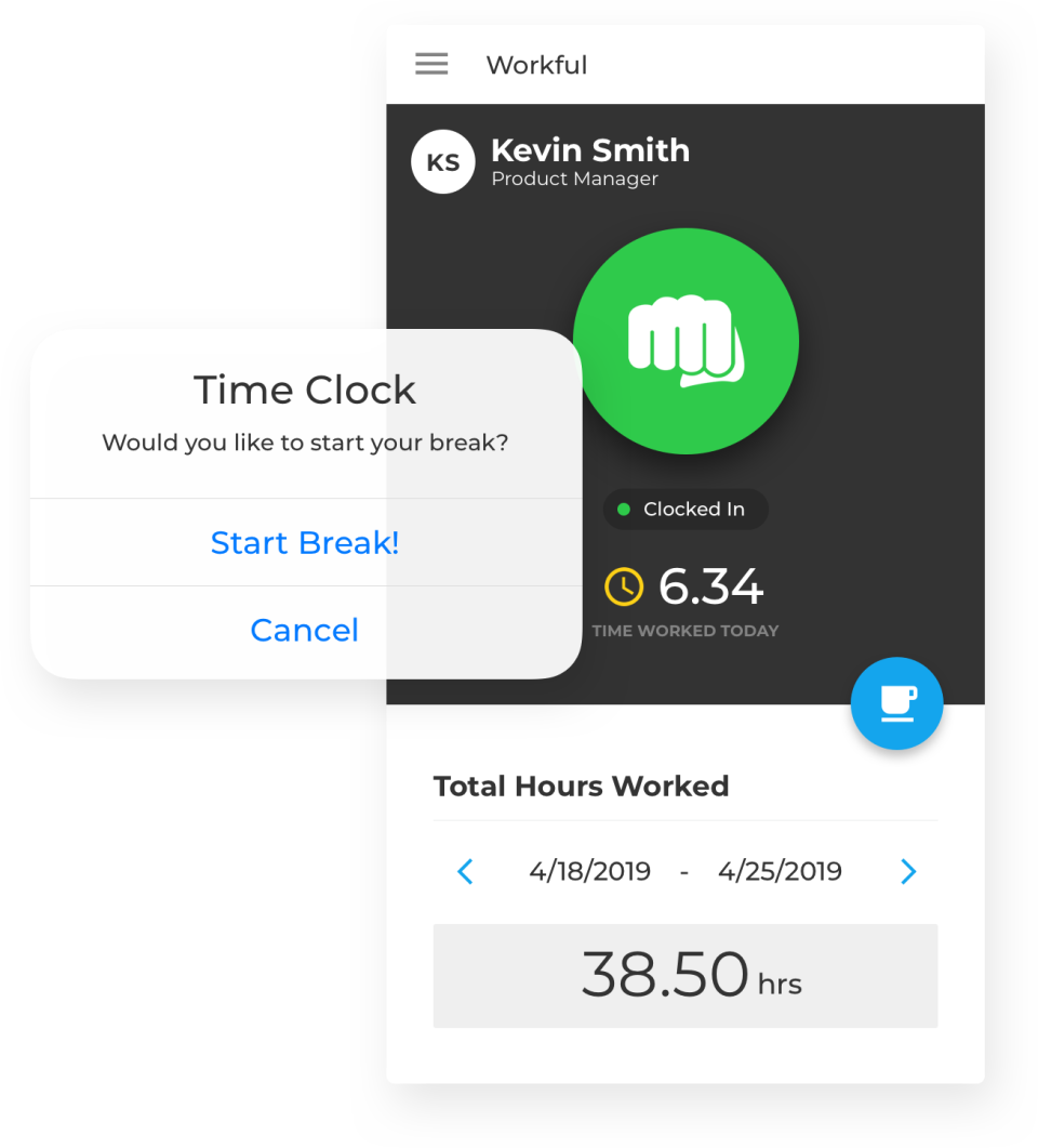 Workful screenshot: Workful mobile time clock