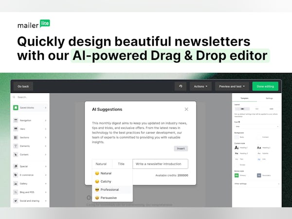 MailerLite Software - AI Drag and drop