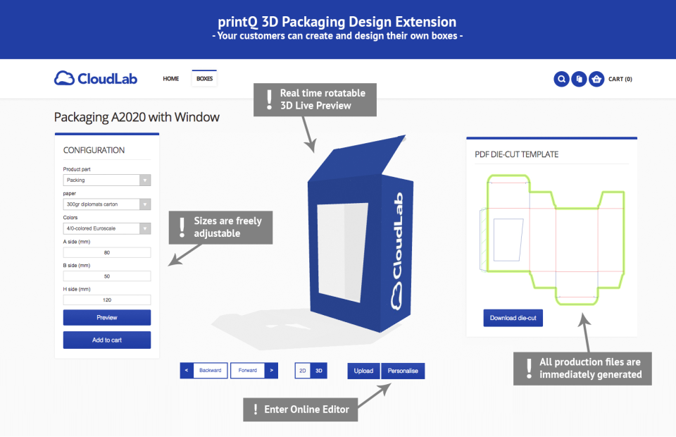 printQ 3D packaging design
