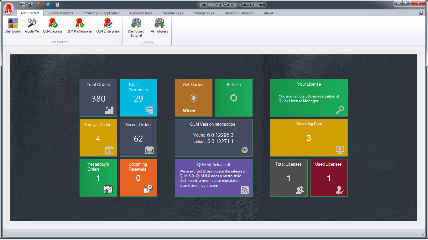 Quick License Manager dashboard