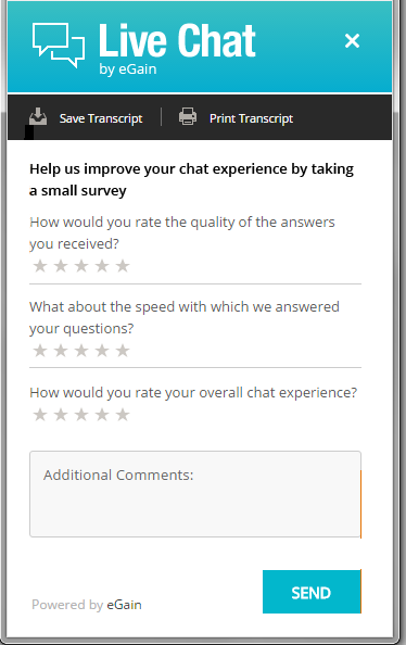Get customer feedback immediately through post-chat surveys