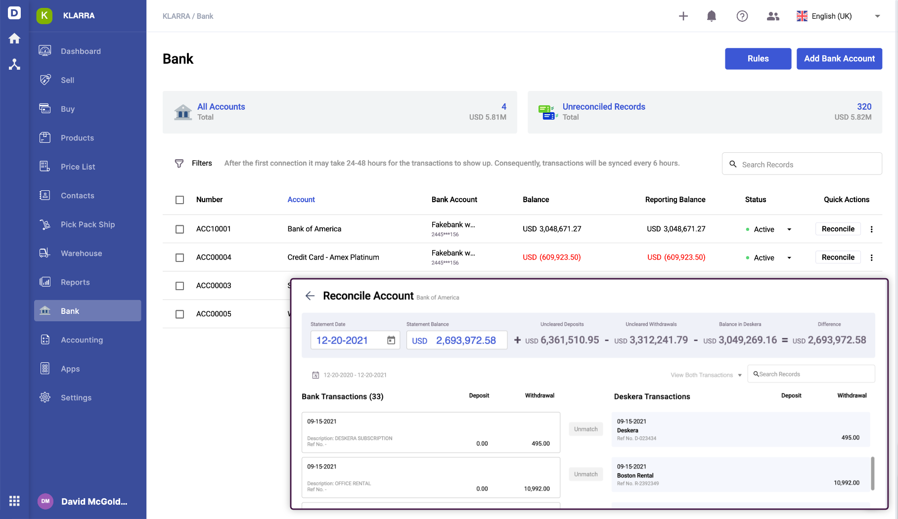 Deskera All-In-One Software - 10,000+ Bank Connections and Transaction Automation Rules for Faster Bank Reconciliation.