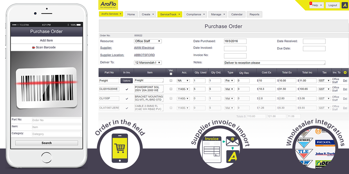 AroFlo Software - Automate and streamline the purchasing process and inventory management