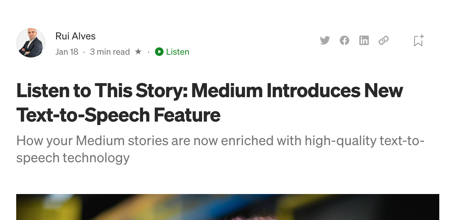 Speechify Text to Speech screenshot: Speechify Medium Integration