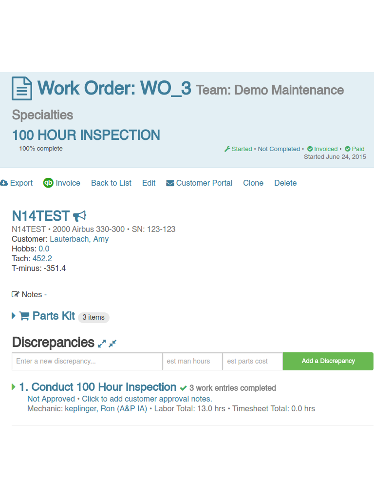 Quantum MX Software - Work order