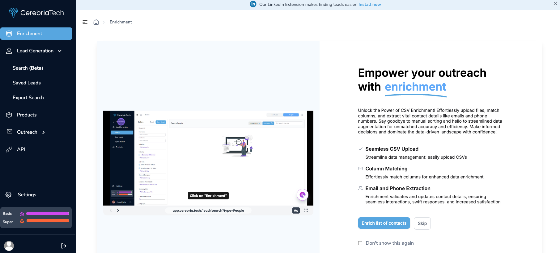 HelloDexter Software - Enrich Your Contacts in a Few Clicks: Upload your contact list and let us instantly enhance it with detailed information, turning basic contacts into comprehensive profiles.