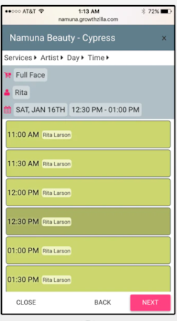 Uzeli screenshot: Uzeli book appointments