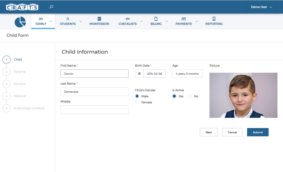 CRAFTS (Childcare Records, Attendance, & Financial Tracking System) Software - CRAFTS child records