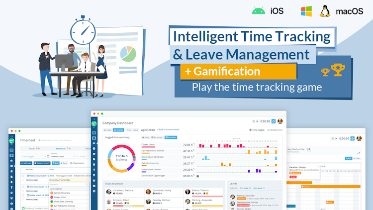 Trackabi screenshot: Trackabi is employee monitoring, time tracking, and leave management software leveraging the gamification approach to make dull things fun.