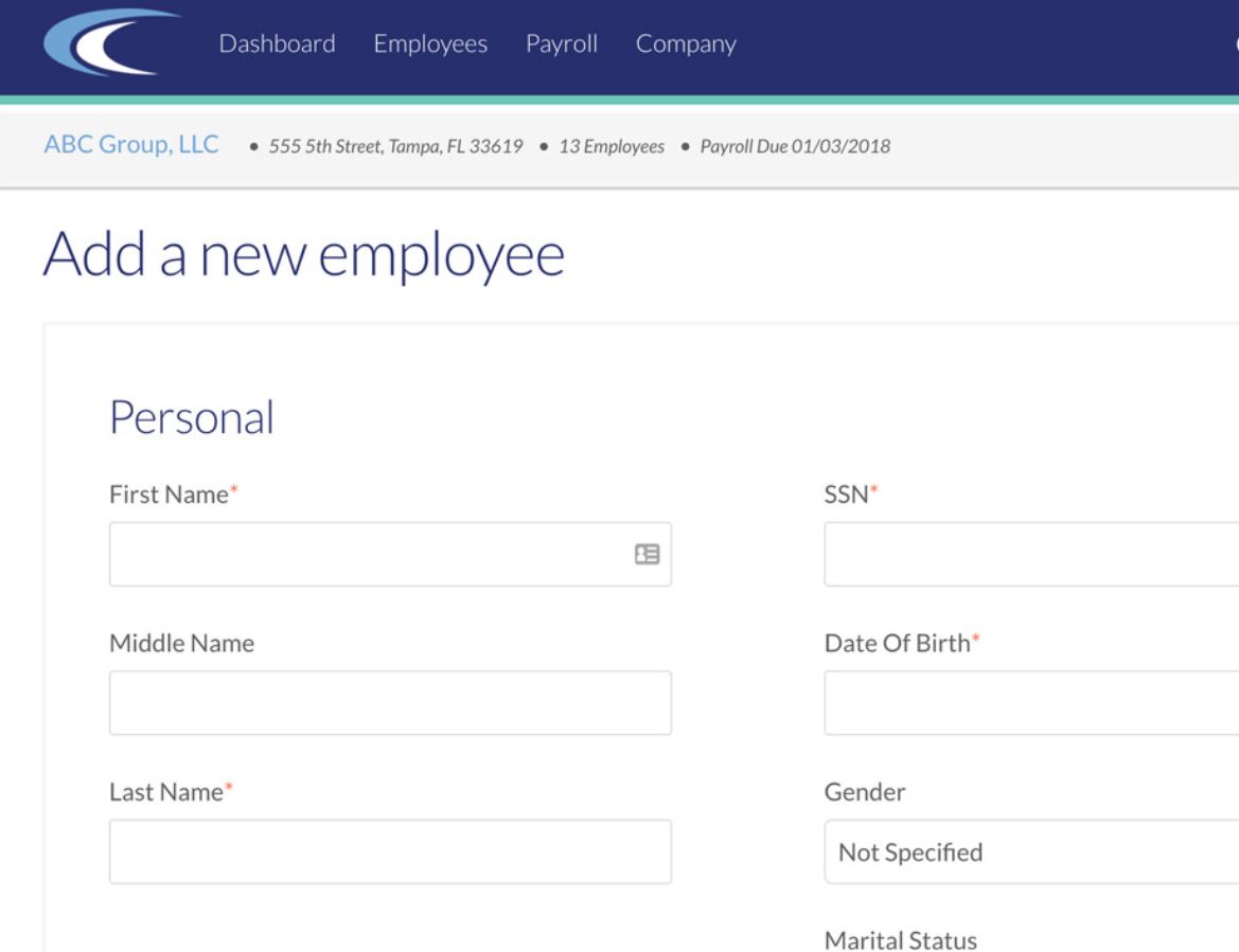 CertiPay Online add new employee