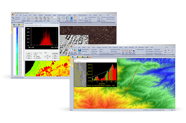 IGiS has a rich array of tools and analytical models to analyse and process images. It can manage a multitude of image sources like aerial, satellite, optical, microwave, LIDAR, stereo, GPR, and more.