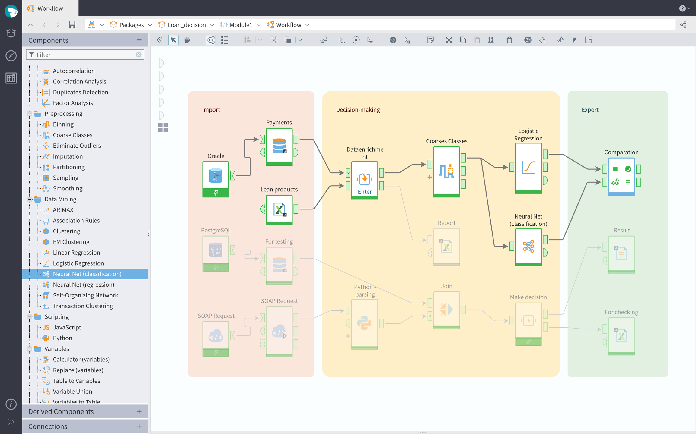 Megaladata screenshot: Megaladata neural net classification