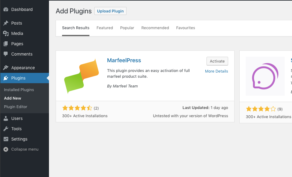 MarfeelPress Software - MarfeelPress add plugins