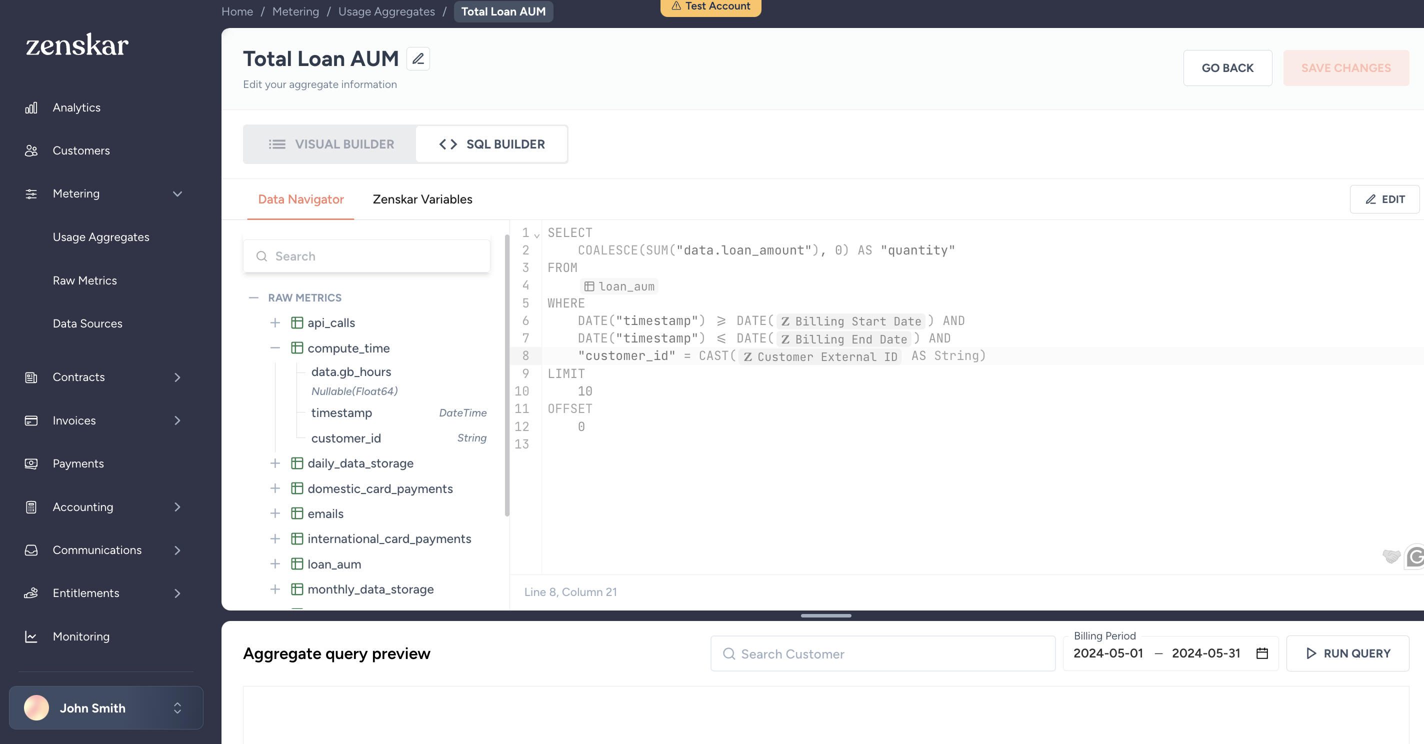 Zenskar Software - Ingest usages with 100+ native integrations and aggregate with no-code/SQL aggregator