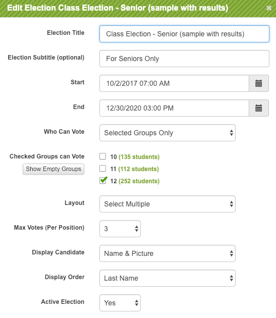 school election voting software Settings