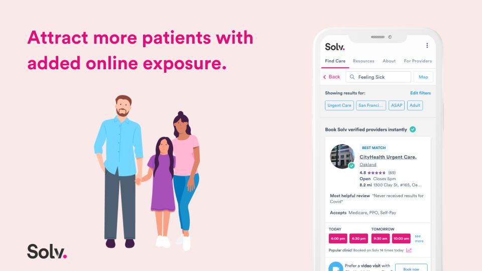 Attract new patients by being featured in the Solv marketplace