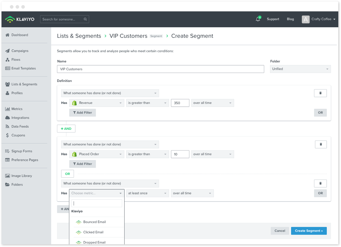 Klaviyo Lists & Segments—personalize your marketing campaigns with powerful, lightning-fast segmentation