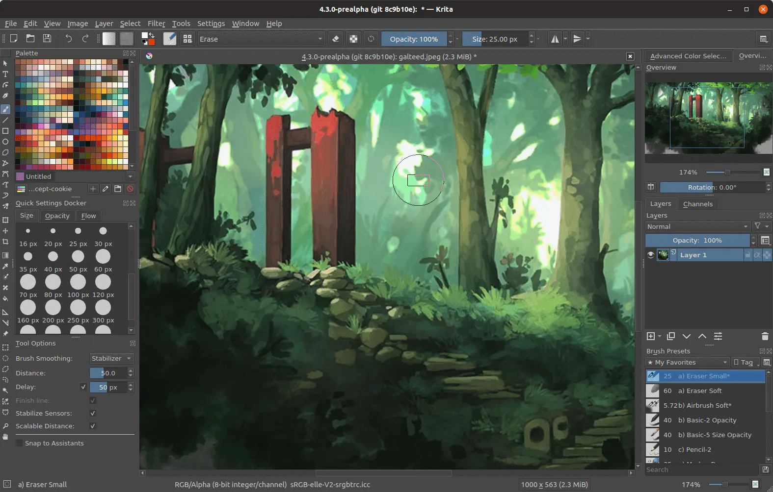 Tableau de bord Krita