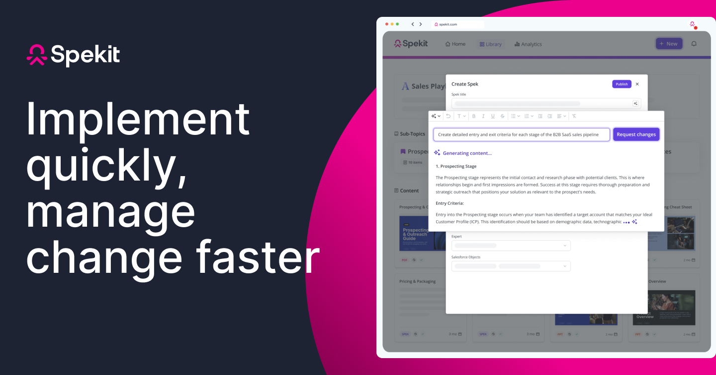 Spekit Software - Move faster by automating content and change management with real-time, in-app alerts on critical changes and announcements.