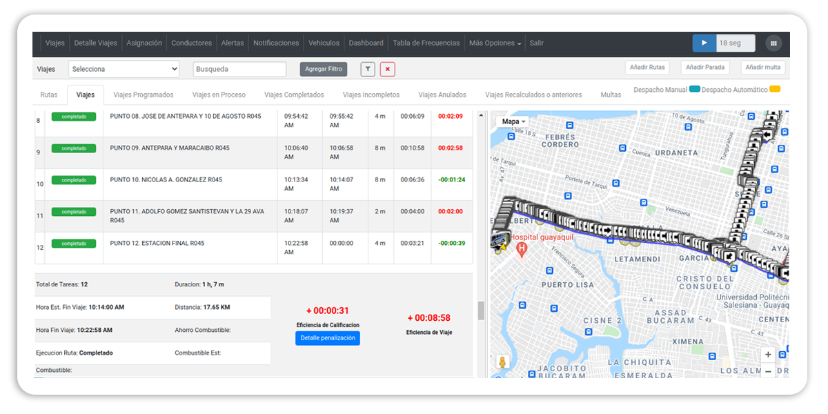 RedGPS Software - OnBus gestiona el despacho y operación de buses, optimizando el servicio de transporte. Planifica viajes, califica conductores y asigna buses automáticamente. La App muestra calificaciones en tiempo real, evitando retrasos y mejorando la operación.