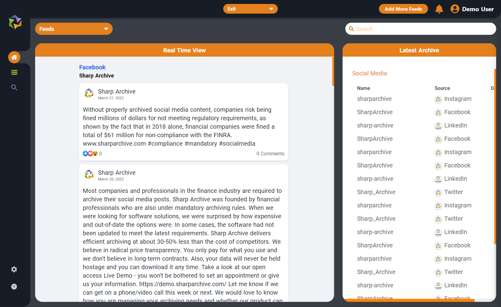 Sharp Archive screenshot: Sharp Archive real-time view