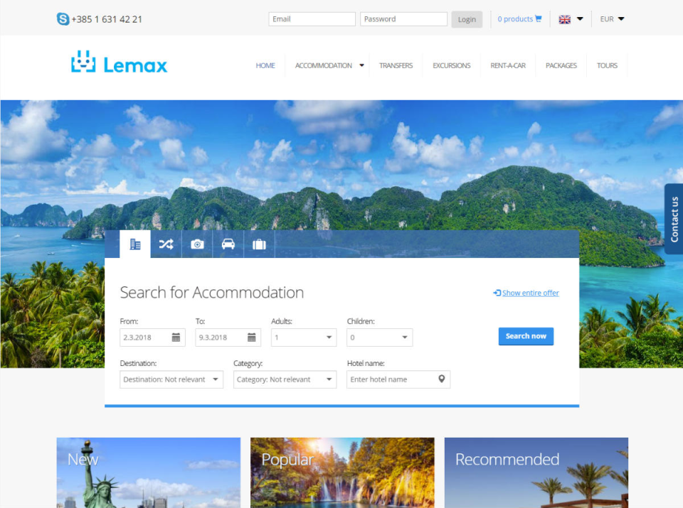 Lemax online booking B2C web portal - seamless and intuitive to use