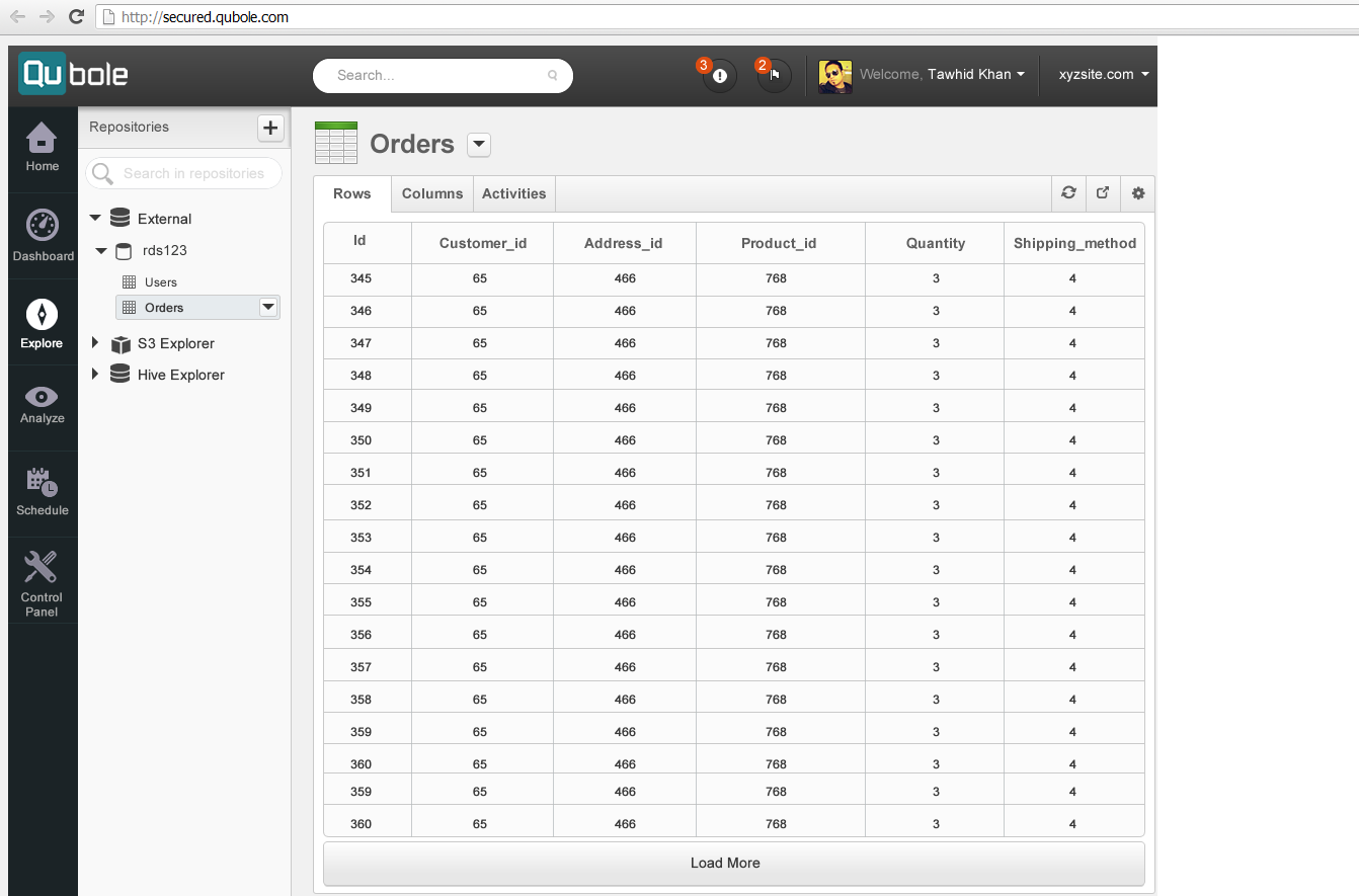 Qubole Data Service Software - Qubole Datasets