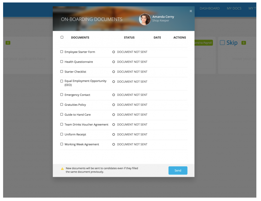 Harri Software - Users have quick and central access to all onboarding documents including employer starter forms, health questionnaires, starter checklists, EEOs and emergency contact forms