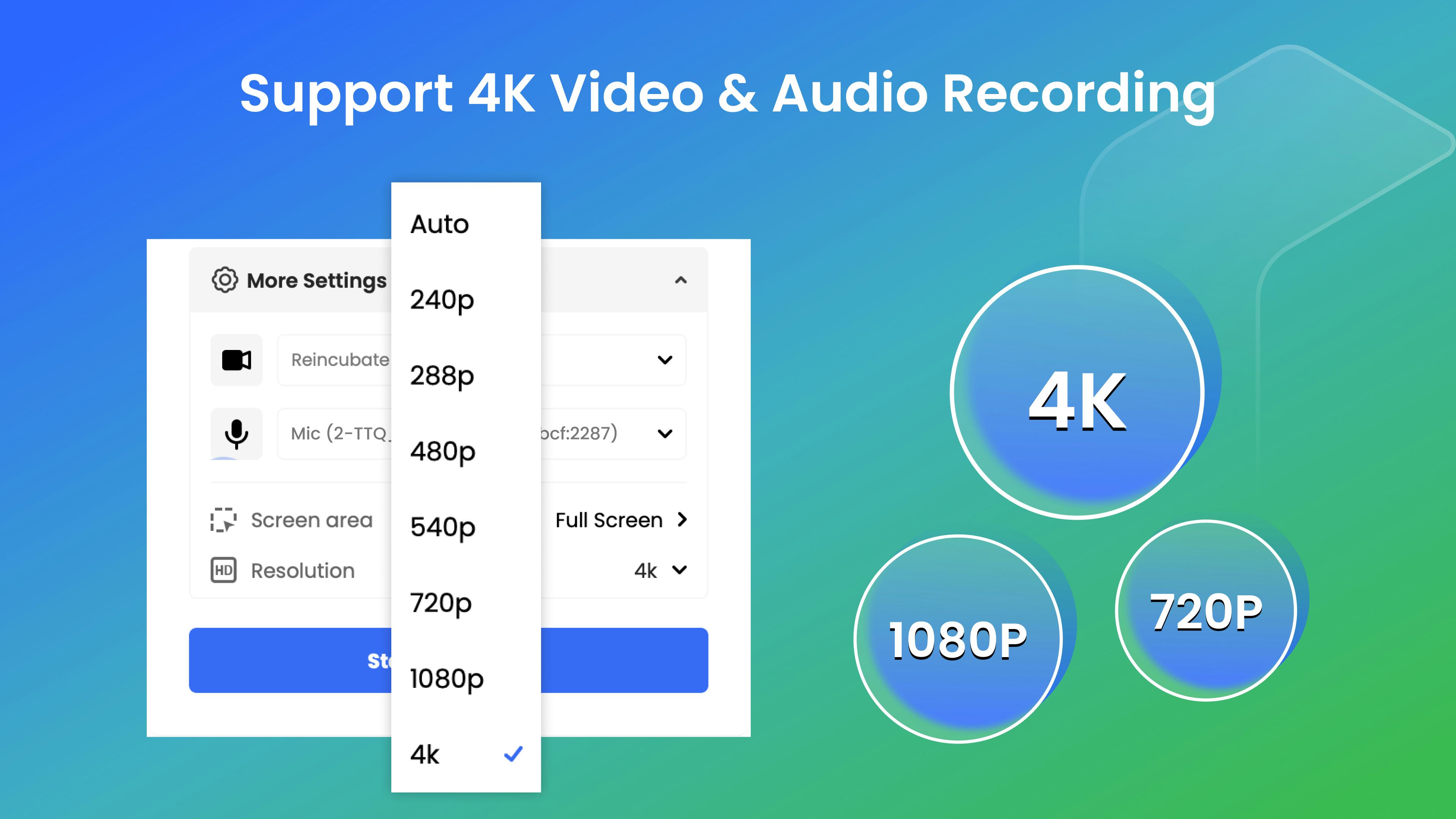 Gemoo Recorder Software - Support 4K video & audio recording