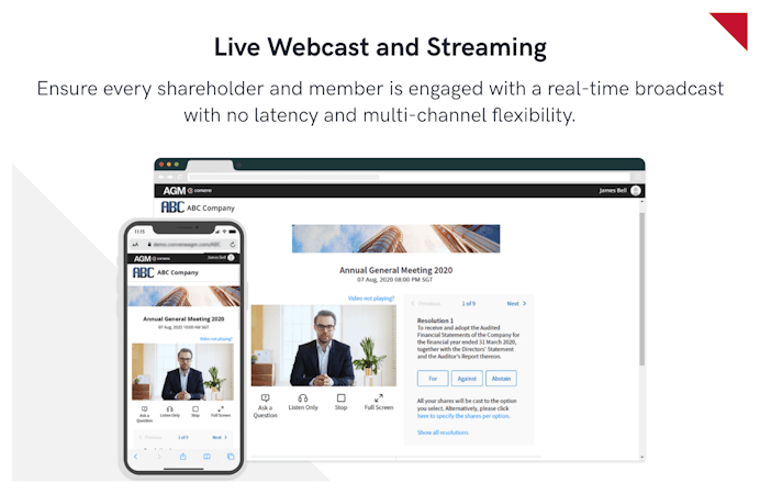 ConveneAGM screenshot: Live Webcast and Streaming with No Latency