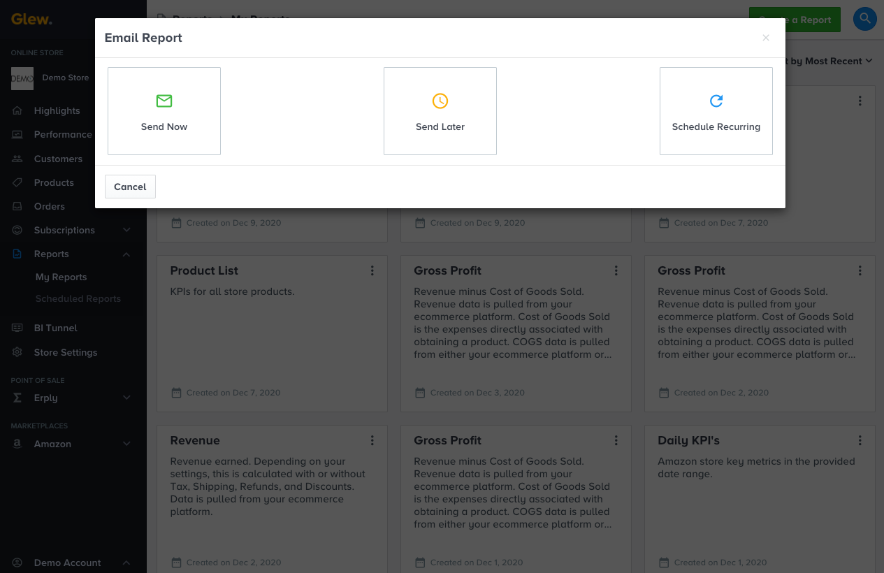 Report scheduling